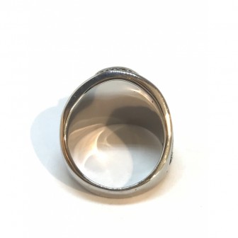 Bague acier universitaire pierre noire BA039