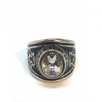 Bague acier universitaire pierre blanche BA038