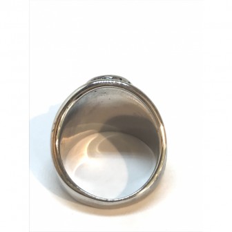 Bague acier universitaire pierre blanche BA038