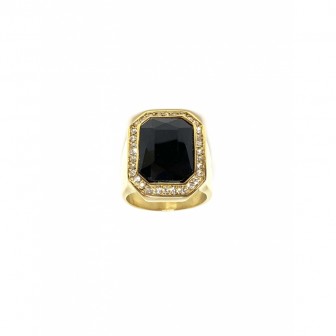 Bague acier chevalière diamond noir BA089-2