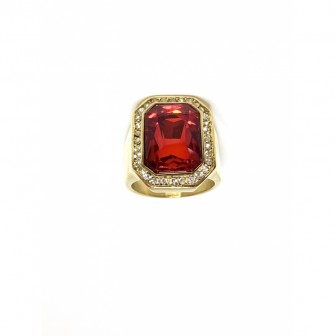 Bague acier chevalière diamond rouge BA088-2