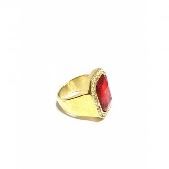 Bague acier chevalière diamond rouge BA088-2