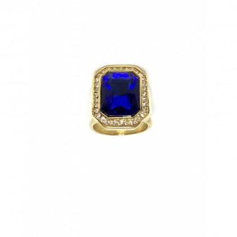 Bague acier chevalière diamond bleu BA087-2