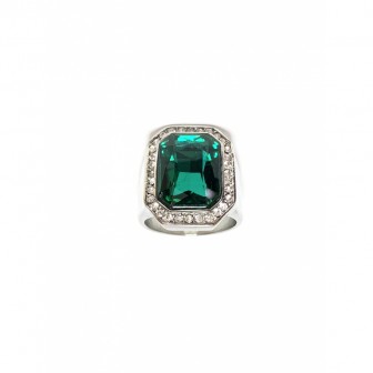Bague acier chevalière diamond vert BA086-1