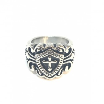 Bague acier croix BA003