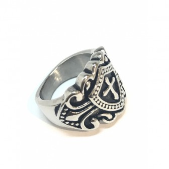 Bague acier croix BA003