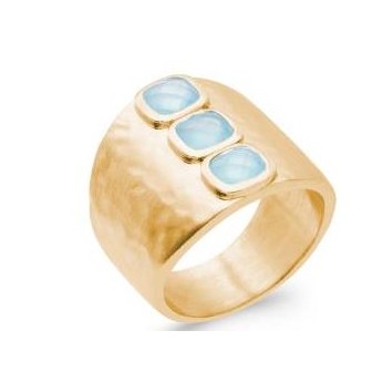 Bague plaqué-or 750/000 5 microns et sa pierre Agate bleue 2903260