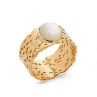 Bague plaqué-or 750/000 5 microns nacre 2CXW404