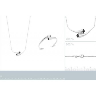 Collier argent rhodié 925/000 agate noire 87339545