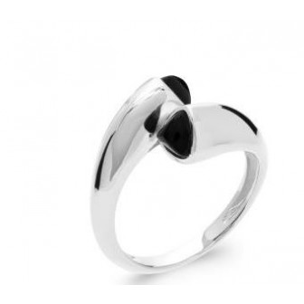 Bague argent rhodié 925/000 Agate noire 1298007