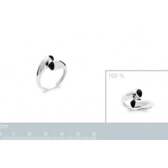 Bague argent rhodié 925/000 Agate noire 1298007