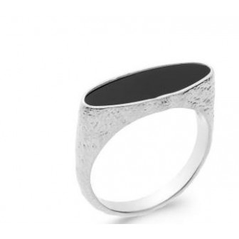 Bague argent rhodié 925/000 Agate noire 1900807