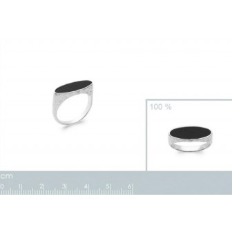 Bague argent rhodié 925/000 Agate noire 1900807
