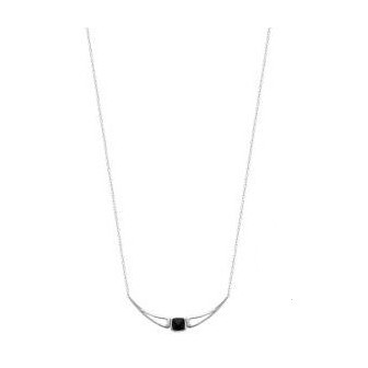 Collier argent rhodié 925/000 Agate noire 87335645