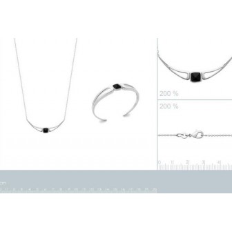 Collier argent rhodié 925/000 Agate noire 87335645