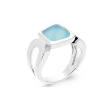 Bague argent rhodié 925/000 Agate bleue 1299160