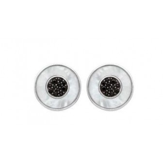 Boucles d'oreilles argent rhodié 925/000 nacre et pierres synthétiques 1585304