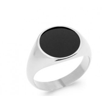 Bague argent rhodié 925/000 Agate noire 1CXW207