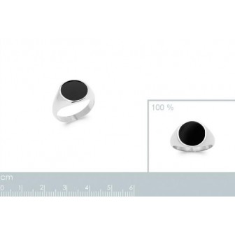 Bague argent rhodié 925/000 Agate noire 1904207
