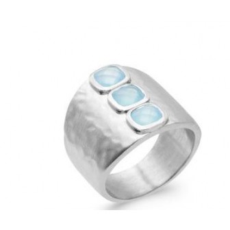 Bague argent rhodié 925/000 et Agathe bleue 1CXW260
