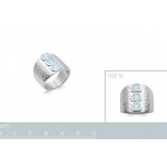Bague argent rhodié 925/000 et Agathe bleue 1903260