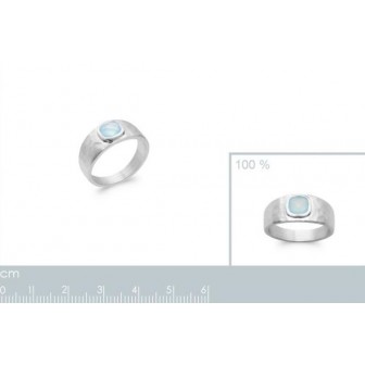 Bague argent rhodié 925/000 et son Agathe bleue 1903160
