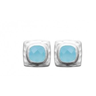 Boucles d'oreilles argent rhodié 925/000 et son Agathe bleue 1583060