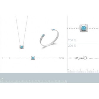 Collier argent rhodié 95/000 et son Agathe bleue 87339445