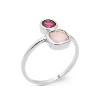Bague argent rhodié 925/000 et pierres véritables 1906680