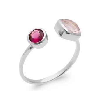 Bague argent rhodié 925/000 et pierres véritables 1CXW780