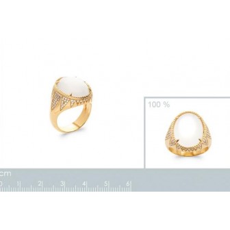 Bague plaqué-or 5 microns 750/000 oz et Pierre véritable 2296510