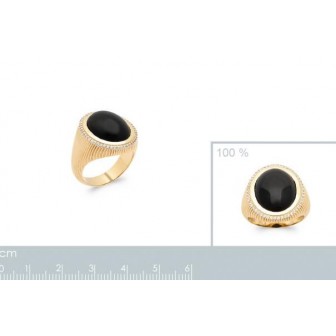 Bague plaqué-or 5 microns 750/000 et sa pierre Agate noire 2905207