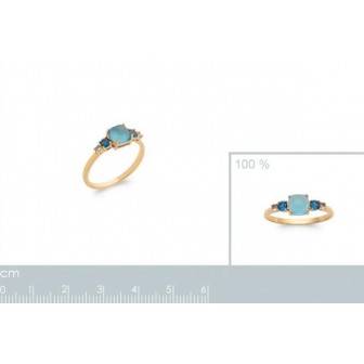 Bague plaqué-or 5 microns 750/000 et pierres synthétiques 2908560