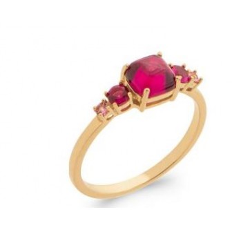 Bague plaqué-or 5 microns 750/000 et Pierres synthétiques 2908580