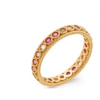 Bague plaqué-or 5 microns 750/000 et Pierres synthétiques 2NJI080