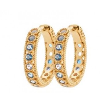 Créoles plaqué-or 3 microns 750/000 et pierres synthétiques 2NJI060