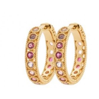 Créoles plaqué-or 3 microns 750/000 et pierres synthétiques 2NJI080