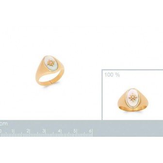 Bague plaqué-or 5 microns 750/000 nacre et oz 2904404