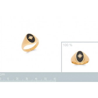 Bague plaqué-or 5 microns 750/000 et pierre Agate noire 2906007