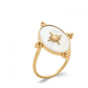 Bague plaqué-or 5 microns 750/ 000 Nacre 2902304