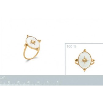 Bague plaqué-or 5 microns 750/ 000 Nacre 2902304