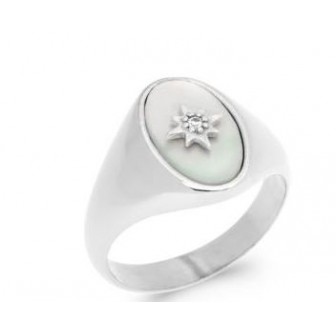 Bague argent rhodié 925/000 Nacre oz 1NJI404