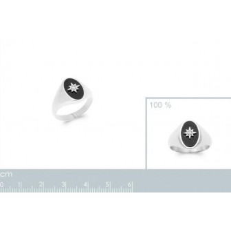 Bague argent rhodié 925/000 et Agate noire 1906007