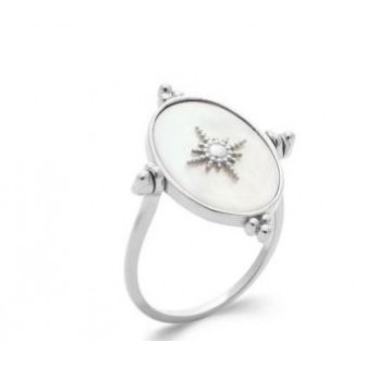 Bague argent rhodié 925/000 Nacre 1902304