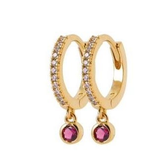 Créoles plaqué-or 3 microns 750/000 oz et Pierres Synthétiques 2NJI380