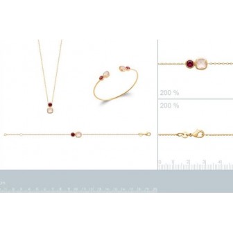 Bracelet plaqué-or 3 microns 750/000 et Pierres véritables Quartz rose 97340318