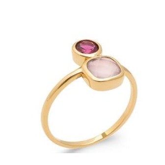 Bague plaqué-or 5 microns 750/000 et Pierres véritables 2906680