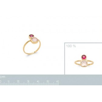 Bague plaqué-or 5 microns 750/000 et Pierres véritables 2906680