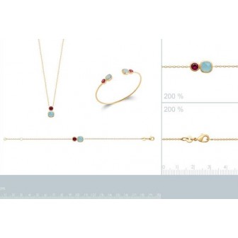 Collier plaqué-or 3 microns 750/000 et Pierres véritables Agate bleue 97340245