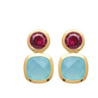 Boucles d'oreilles plaqué-or 3 microns 750/000 et Pierres véritables 2585005